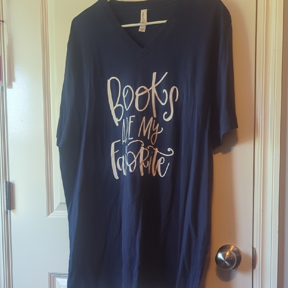 Navy Blue Graphic V-Neck Women's Top